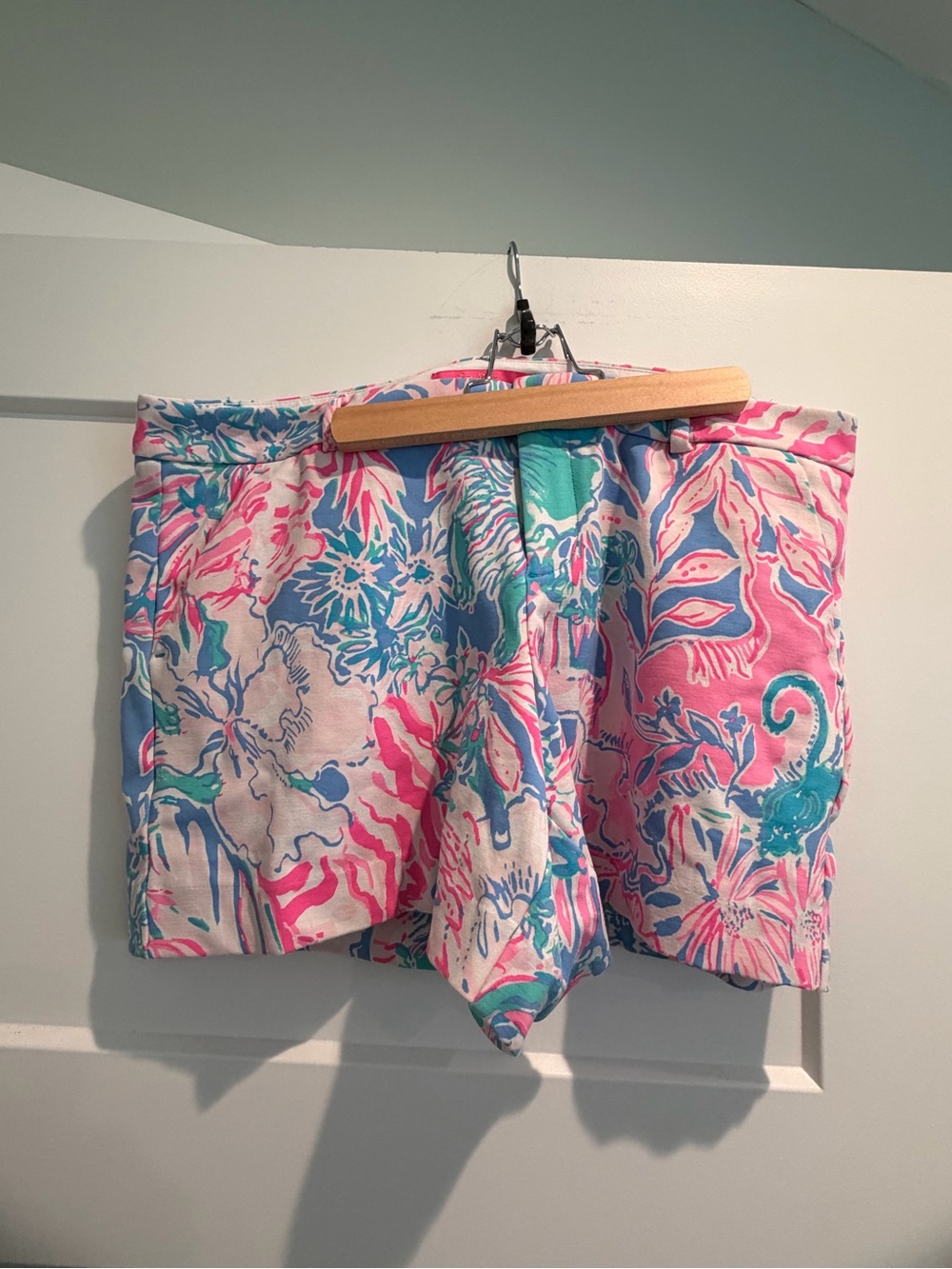 Lilly Pulitzer Floral Print Cotton Shorts - Pink, Blue, Green